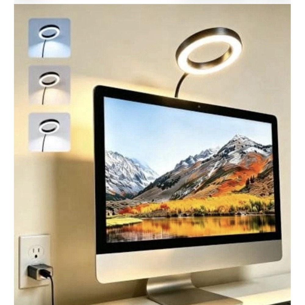 Little Joke Suction Mount Video Monitor Ring Lights (2) Bendable Desk Lamp NIB